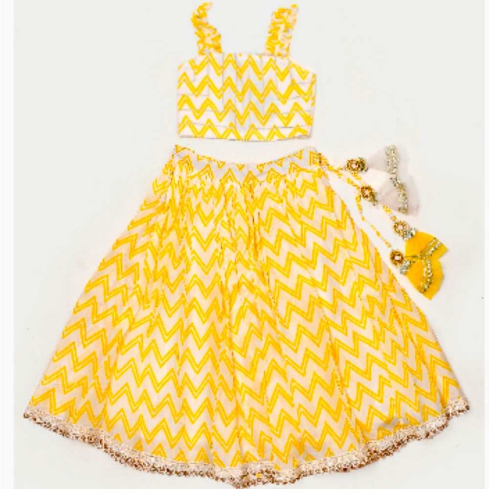 Chevron Print Lehenga Set with Dupatta